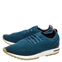 Loro Piana Blue Knit Fabric Flexy Walk Sneakers Size 43