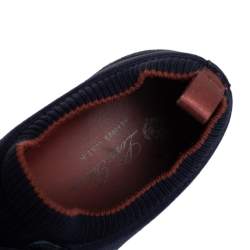 Pre Owned Loro Piana Blue Suede And Knit Fabric Soho Walk Low Top Sneakers Size 44