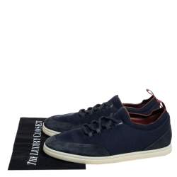 Pre Owned Loro Piana Blue Suede And Knit Fabric Soho Walk Low Top Sneakers Size 44