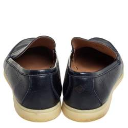 Pre Owned حذاء لوفرز لورو بيانا سومر والك سليب أون جلد أزرق كحلي مقاس 43.5