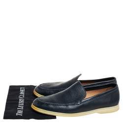 Pre Owned حذاء لوفرز لورو بيانا سومر والك سليب أون جلد أزرق كحلي مقاس 43.5