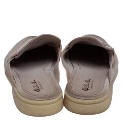 Pre Owned Loro Piana Grey Suede Babouche Charms Flat Mules Size 42