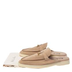 Pre Owned Loro Piana Beige Suede Babouche Charms Flat Mules Size 41