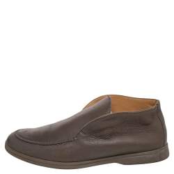Loro Piana Brown Leather Open Walk Ankle Boots Size 42