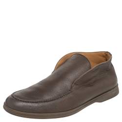 Loro Piana Brown Leather Open Walk Ankle Boots Size 42
