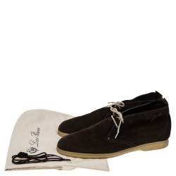 Pre Owned حذاء بوت كاحل لورو بيانا رباط واك ناعم سويدي بني مقاس 44