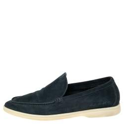 Pre Owned Loro Piana Blue Suede 'Summer Walk' Slip On Loafers Size 40