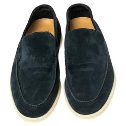 Pre Owned Loro Piana Blue Suede 'Summer Walk' Slip On Loafers Size 40