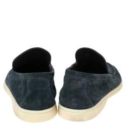 Pre Owned Loro Piana Blue Suede 'Summer Walk' Slip On Loafers Size 40