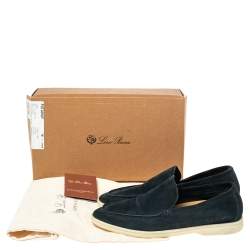 Pre Owned Loro Piana Blue Suede 'Summer Walk' Slip On Loafers Size 40