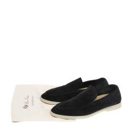 Loro Piana Black Suede Summer Walk Loafers Size 46