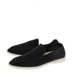 Loro Piana Black Suede Summer Walk Loafers Size 46