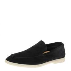 Loro Piana Black Suede Summer Walk Loafers Size 46