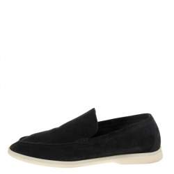 Loro Piana Black Suede Summer Walk Loafers Size 46