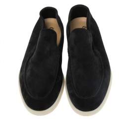 Loro Piana Black Suede Summer Walk Loafers Size 46