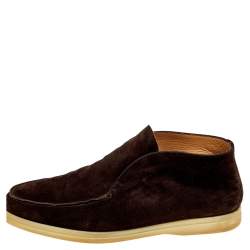 Loro Piana Brown Suede Open Walk Ankle Boots Size 41