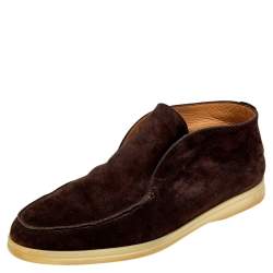 Loro Piana Brown Suede Open Walk Ankle Boots Size 41