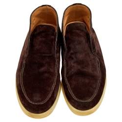 Loro Piana Brown Suede Open Walk Ankle Boots Size 41