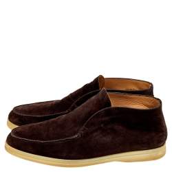 Loro Piana Brown Suede Open Walk Ankle Boots Size 41