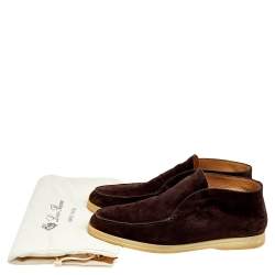 Loro Piana Brown Suede Open Walk Ankle Boots Size 41