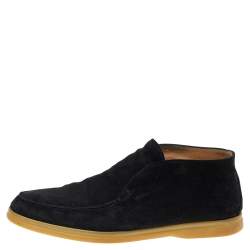 Loro Piana Black Suede Open Walk Ankle Boots Size 40.5
