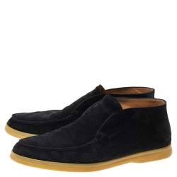 Loro Piana Black Suede Open Walk Ankle Boots Size 40.5
