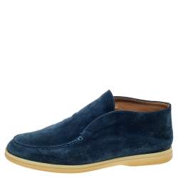 Loro Piana Blue Suede Open Walk Ankle Boots Size 40.5 Loro