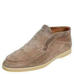 Loro Piana Brown Suede Open Walk Ankle Boots Size 40.5