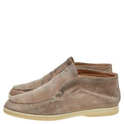 Loro Piana Brown Suede Open Walk Ankle Boots Size 40.5