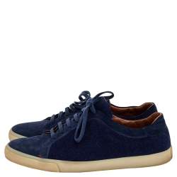 Loro Piana Blue Suede And Wool Freetime Walk Low Top Sneakers Size 43