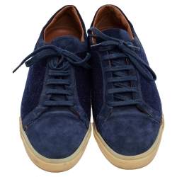 Loro Piana Blue Suede And Wool Freetime Walk Low Top Sneakers Size 43