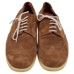Loro Piana Brown Suede Brogue Lace up Derby Size 43