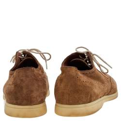 Loro Piana Brown Suede Brogue Lace up Derby Size 43
