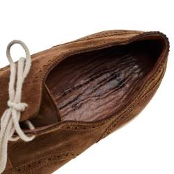 Loro Piana Brown Suede Brogue Lace up Derby Size 43