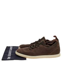 Pre Owned Loro Piana Brown Nubuck Leather Soho Walk Low Top Sneakers Size 43.5