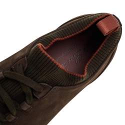 Pre Owned Loro Piana Brown Nubuck Leather Soho Walk Low Top Sneakers Size 43.5