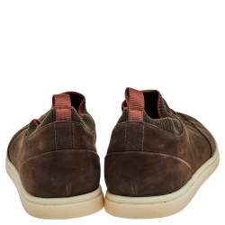 Pre Owned Loro Piana Brown Nubuck Leather Soho Walk Low Top Sneakers Size 43.5