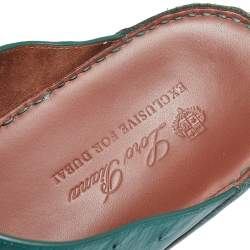 Pre Owned صندل لورو بيانا سليب أون جلد نعام أخضر مقاس 44