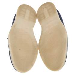 Pre Owned حذاء لوفرز لورو بيانا سليب أون سامر واك سويدي وكانفاس أزرق مقاس 45