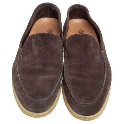 مملوكة مسبقًا حذاء لوفرز لورو بيانا سمر ووك سليب أون سويدي بني مقاس 42