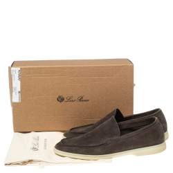 Loro Piana Brown Suede Summer Walk Loafers Size 43 