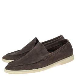 Loro Piana Brown Suede Summer Walk Loafers Size 43 