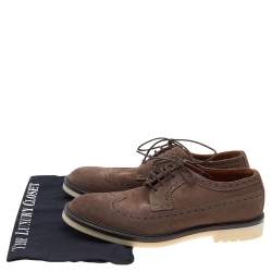 Pre Owned حذاء ديربي لورو بيانا رباط علوي سويدي بروغ بني مقاس 41
