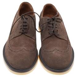 Pre Owned حذاء ديربي لورو بيانا رباط علوي سويدي بروغ بني مقاس 41