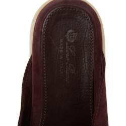 Loro Piana Burgundy  Suede Babouche Charms Flat Mules Size 41