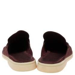Loro Piana Burgundy  Suede Babouche Charms Flat Mules Size 41