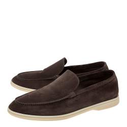 Pre Owned Loro Piana Brown Suede Summer Walk Loafers Size 45