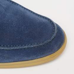 Loro Piana Blue Suede 'Summer Walk' Slip On Loafers Size 45 