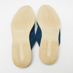 Pre Owned حذاء سلايد فلات لورو بيانا بابوش شارمز والك سويدي أزرق مقاس 41