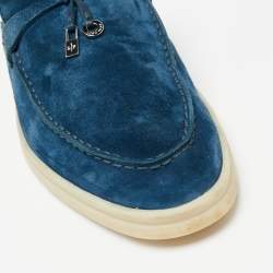 Pre Owned حذاء سلايد فلات لورو بيانا بابوش شارمز والك سويدي أزرق مقاس 41